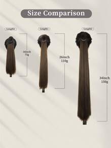 26/34Inch Synthetic Hair Extensions Ponytail Hair Extensions With Rubber Band Natural Long Straight Hair Black Brown DIY Hair Extensions Straight Ponytail Braids Suitable For Women Daily Life And Holiday Party Wear Music Festival - Multicolor - View 7