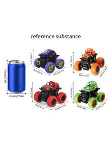 Monster Truck Toy, Friction Powered Reversible Remote Control Car Set, Gift For Boys 3-7 Years Old, Random Color,Toys For Boys,Kids Toys - Multicolor - View 4