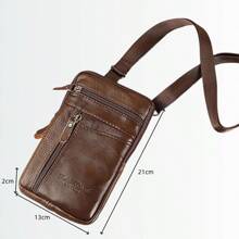 真皮腰包男士手机包可佩带户外运动单肩小包商务斜挎包，主包结构采用拉链开口，内含主包插片。黑色和棕色可选。尺寸：21cm * 13cm * 2cm。 - 彩色 - 查看 13