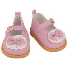 MSYO 1双14英寸美国娃娃鞋，可爱毛绒蝴蝶结皮鞋，时尚百搭公主休闲鞋，娃娃配件，适合作为小女孩的生日/节日/万圣节礼物 - 彩色 - 查看 10