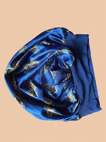 1 件装时尚优雅蝴蝶印花头套发帽睡眠帽 - 黑色 - 查看 5