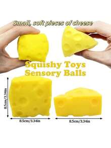 3pcs Squeeze Cheese - Extra Large Soft Squishy Cheese Blocks | Gag Gift, Adult Novelty Toys | 4.25" Giant Stress Ball | Adult Sensory Fidget Toys - Sunshine Entertainment