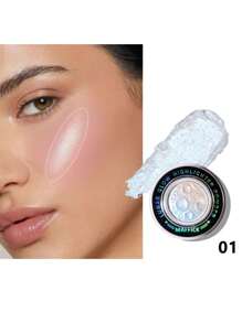 MSFLIBNH 1PC 高光粉，提亮面部，立体轮廓，闪亮高光，土豆泥质地，单色珍珠光泽，适合所有肤色，轻巧时尚的设计，送给妈妈的礼物，两种文字模型随机发货，不会影响使用效果