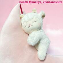 MINISO 羊暖暖-绵羊系列-绵羊系列-暖暖-白色小羊毛绒公仔（月亮款），柔软的绒毛温柔如云朵，暖白色配色搭配温馨滤镜，超感人的闭眼笑容。（1个） - 白色 - 查看 4