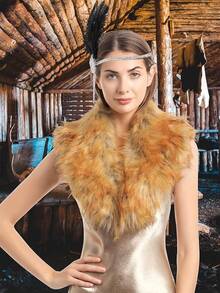 Young Faux Fur Collar Women's Neck Warmer Scarf Wrap - 自然 - 查看 6