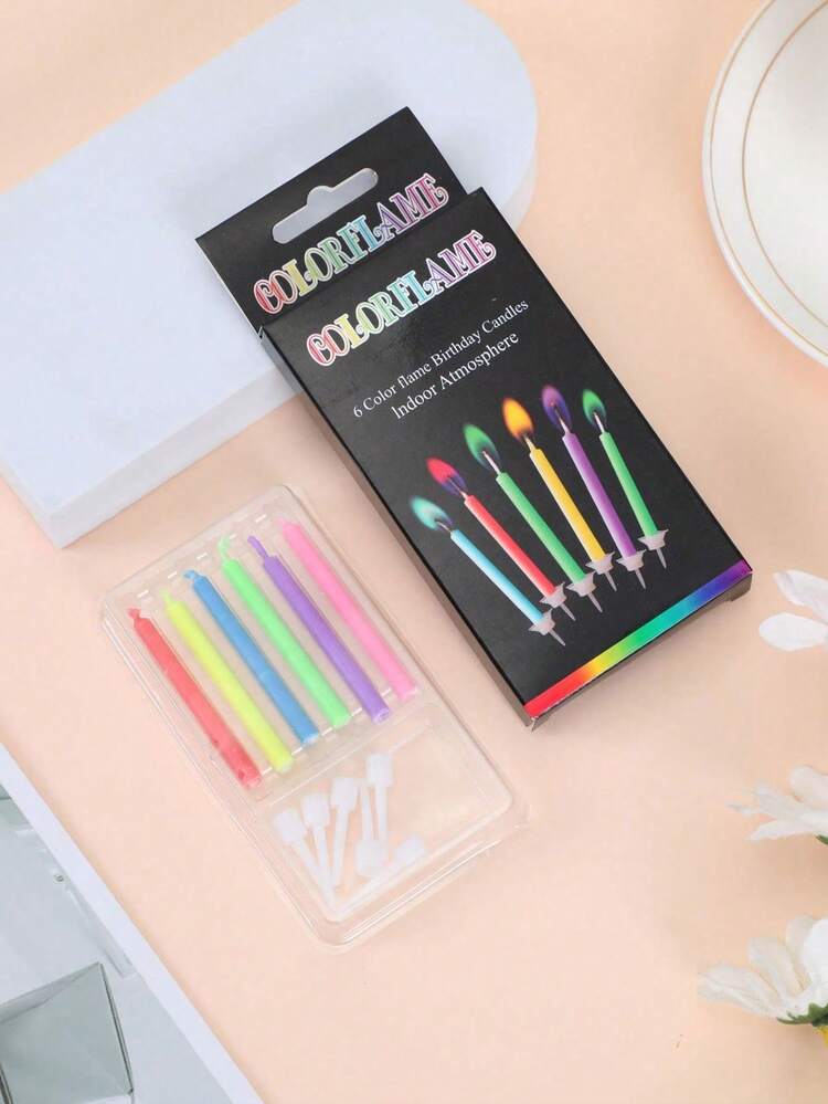 6/12 nến ngọn lửa màu sắc, trang trí bánh sinh nhật em bé, tiệc mừng em bé sắp chào đời, vật dụng trang trí nướng bánh áp dụng cho tiệc em bé - Nhiều màu - Xem 6