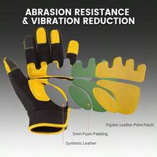 Mens Work Gloves, Synthetic Leather Mechanic Gloves, Utility, Touchscreen, Multipurpose, Construction, Warehouse, Truck Driving - Large+++Yellow - View 2