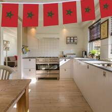 1 bandiera nazionale del Marocco di dimensioni 90 x 150 cm, 20 bandierine del Marocco di dimensioni 14 x 21 cm, in poliestere durevole, adatte per decorazioni interne ed esterne, utilizzo versatile per eventi, feste, attività commerciali, sport, festival