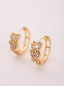 1 par de aretes en forma de corazón con circonita cúbica, elegantes y a la moda, regalo de joyería estilosa para familiares y amigos