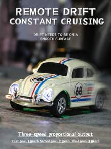 Voiture radiocommandée rétro en alliage, voiture radiocommandée miniature, avec vitesse réglable et télécommande via smartphone, avec éclairage LED, modèle rétro 2,4 GHz, voiture miniature à l'échelle 1:64, facile à transporter, convient aux garçons et filles de 6 ans et plus, jouet idéal comme cadeau pour enfants.