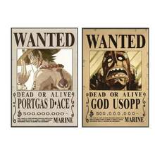 ONE PIECE Set de 1/2/3/6 pósteres de pared de , pósteres de "Se Busca" con personajes como Shanks, Sabo, Ace, Boa Hancock, Trafalgar Law, Gol D. Roger, Yamato, etc. (sin marco)