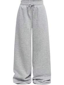 Girl's Straight Wide Leg Sweatpants Casual High Waisted Baggy Joggers Track Pants - 淺灰色 - 查看 1