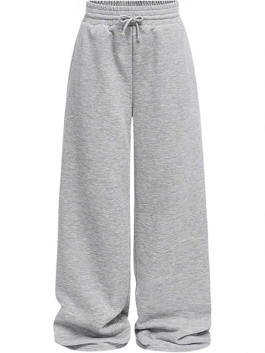 Girl's Straight Wide Leg Sweatpants Casual High Waisted Baggy Joggers Track Pants - 淺灰色 - 查看 1