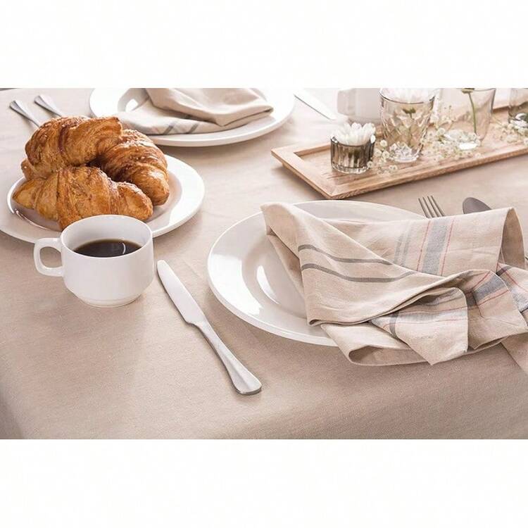 100% algodón, Lavable a máquina, Mantel Individual a Rayas francesas para cenas - Gris - Añade 6