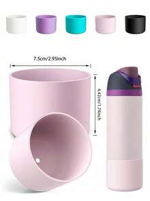 2pcs 7.5-9cm Silicone Water Bottle Sleeve, Fits 24oz 32oz 40oz, Non-Slip Protective Cover With Bottom Bumper, Suitable For Tumblers, Twist And Flip Stainless Steel Water Bottles - Multicolor - View 11