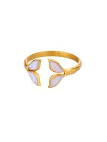 1 chiếc nhẫn hình cánh chim nhỏ giọt dầu màu xanh dương thời trang dành cho nữ, chất liệu thép không gỉ mạ vàng, có thể điều chỉnh kích thước, kiểu đuôi cá, trang sức cưới, quà tặng Giáng sinh. - Nhiều màu - Xem 11