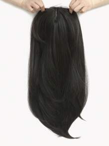 18英寸假发片，专为脱发人士设计，6.5x6.5英寸假发片，增加发量，黑色/棕色直发假发片，女士适用。 - 黑棕色 - 查看 4