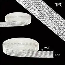 1/3pcs Self-Adhesive Crystal Rhinestone Diamond Ribbon - DIY Diamond Ribbon Stickers With 2 Mm Rhinestones For Arts Crafts,Bling Silver Ribbon Rolls For Phone,Car Decoration - Silver - View 17