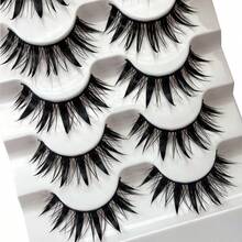 5 对卡通睫毛，湿式造型，日式角色扮演，浓密尖头泰式睫毛，16 毫米厚人造貂皮娃娃睫毛延长套装条状睫毛，睫毛，睫毛，假睫毛 - 尖尾漫畫款 - 查看 3