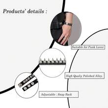 Eigso 3 Pcs Leather Punk Bracelets Men Women Of Rock Rivet Wrap Retro Spike Bracelet Adjustable - 黑色 2 - 查看 10