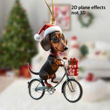 1 2D Flat Acrylic Sausage Dog And Elephant Patterned Holiday Pendant Wearing A Christmas Hat, Suitable For Christmas, And Birthdays - Perfect For Car Mirrors And Christmas Trees. The Acrylic Pendant Is Suitable For Christmas Tree Decoration, Backpacks, Keychain Decorations, And Christmas Tree Decorations Home Decor Christmas Decorations Room Decor