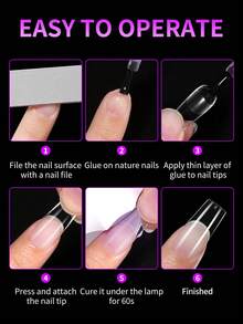 120 Stück mittlere matte transparente nahtlose quadratische Nagel Aufkleber, 12 Größen vollständig abdeckende Acryl Nail Art Decals, geeignet für Nagelstudios und DIY Heimgebrauch Aufklebe-Nägel - Transparent - Übersicht 7