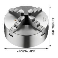 4-Jaw Lathe Chuck, 8 Inch (200 Mm), Self-Centering Chuck With 1 1/2 In-8 Threaded Backing Plate, 0.16-7.87 In (4-200 Mm) Clamping Range With T-Wrench Screws, HT300 Material, For Wood Metal Lathe - 銀色 - 查看 10