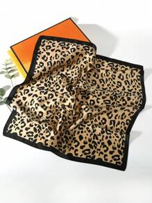 1 件女士轻质豹纹方形围巾，适合街头、海滩、度假、头带、围巾、头巾
