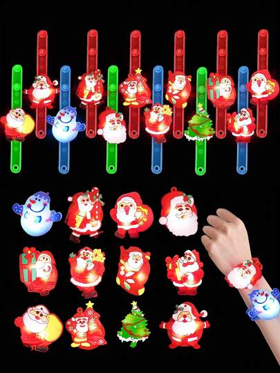 12pcs/6pcs Christmas LED Light Up Bracelets, Light-Up Watch Strap Flashing Wristband Bracelet, Santa Claus, Snowman And Other Luminous Bracelet,Party Supplies, Birthday Gifts, Gift Bag Stuffing, For Adults, Christmas Party Favors Supplies,Glow In The Dark Party Supplies, Christmas Treat Bags Gifts, Christmas Party Gifts Christmas Stocking Fillers Glow In The Dark Christmas Party Supplies Bag Fillers Gifts (Random Style),Christmas