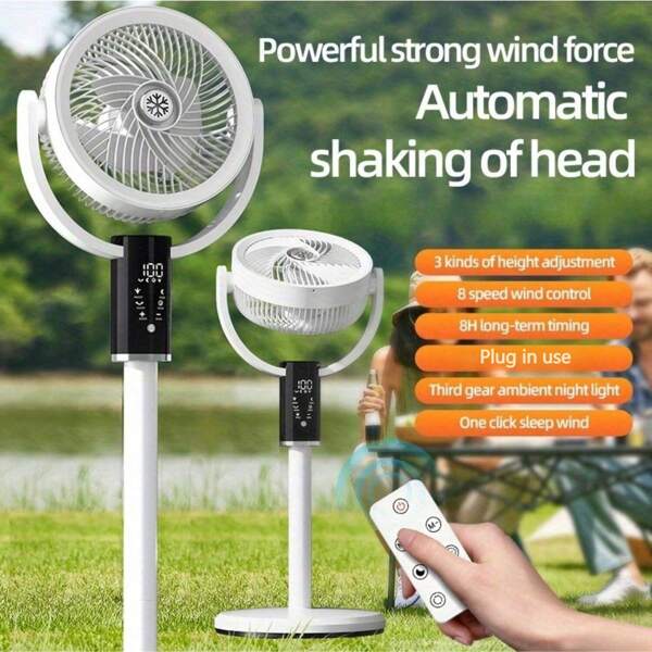 Air Circulation USB Floor Fan For Home Office, Intelligent Digital Display Floor Fan, Height Adjustable Folding Fan For Bedroom Home Office, No Battery Required, Usb Powered Use