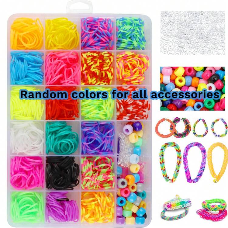 Kit de bandas de telar, kit para hacer pulseras de goma, set de manualidades para hacer pulseras elásticas de amistad para niñas, regalos de artesanía para cumpleaños y Navidad - goma - Añade 12