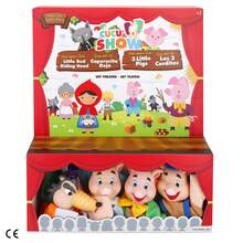 Color Baby Set teatro marionetas Los tres cerditos con 4 títeres de 25 cm, marionetas con los personajes del cuento clásico, materiales suaves y seguros, para representar historias, jugar en grupo o en familia ✅ Entrega 24/48h a España (península) - Negro - Ver 7