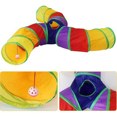 Túnel Labirinto Para Gatos Interativo Brinquedo Pet 3 Vias