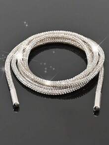 2条120厘米奢华水晶鞋带，圆形水晶鞋带/帽带，时尚闪亮，水晶抽绳运动鞋带，休闲鞋带 - 白色 - 查看 12