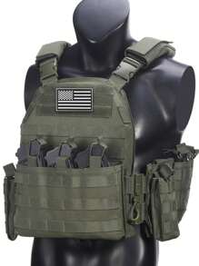 Quickly Detachable Hunting Vest For Shoulder & Waist, Durable Anti-Tear Sports Vest, Comes With 1pc American Flag Patch, Suitable For Hunting, Outdoor Adventure And Various Outdoor Activities