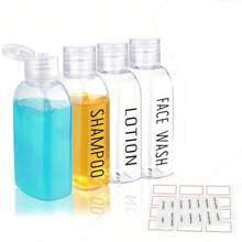 1件/7件套旅行装瓶组，可重复灌装瓶，包含洗漱包、空液体容器、防漏液体分装瓶、旅行化妆包、面霜罐，旅行必备，飞机旅行配件，旅行瓶套装，防漏便携式洗漱容器套装，透明PP材质航空尺寸化妆品容器，适用于乳液、洗发水、面霜、香皂等，包含收纳袋、喷雾瓶，圣诞礼物，送她的礼物，旅行必备