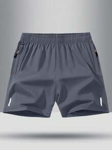 Tween Boys Breathable Loose Solid Color Elastic Waist Shorts, Sports Wear - Dark Grey - View 1