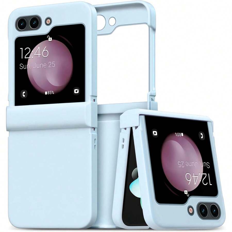 keshengtai 1 件糖果色铰链全覆盖手机壳适用于三星 Galaxy Z Flip7 7FE 6 5 4 3 5G 防水防震防摔防刮 - 淺藍色 - 查看 1