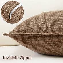 1 Vỏ gối trang trí bằng vải lanh trơn màu, thích hợp cho ghế sofa phòng khách, phòng ngủ, văn phòng - Màu Khaki - Xem 3