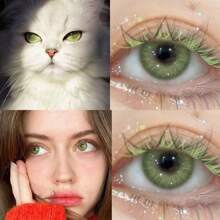 Lalens Lalens Rückkehr zur Schule Kontaktlinsen Meta Kollektion Jahresverwendung farbige Kontaktlinsen 1 Paar graue & weiße Kontaktlinsen, um die Augen natürlich zu vergrößern und für Augen-Make-ups Kontaktlinsen Schönheit Pupillen Kosmetik Weiche Linse Halloween Kostüm Cosplay