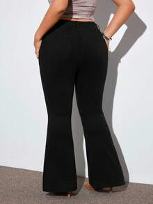 Jeanoix Jeans pitillo de talla grande con detalles desgastados y unicolor - Negro - Ver 2