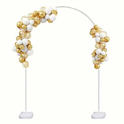 4-in-1 Ballonbogen Ständer, Hintergrundständer & Party Deko - vielseitiger weißer PVC-Rahmen mit Blumenakzenten für Hochzeiten, Geburtstage, Jahrestage & Innen-/Außenveranstaltungen, Veranstaltungshintergrund | Elegante Dekoration | Stabiles PVC, Ballondekoration