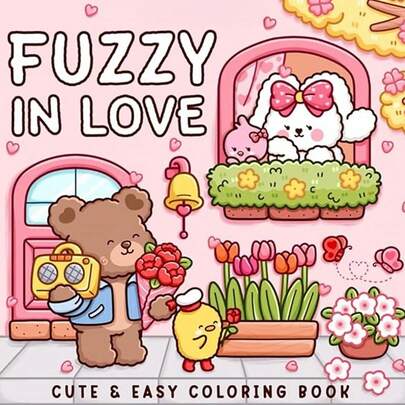 1pc Fuzzy In Love: Sách tô màu dành cho người lớn và thanh thiếu niên, Sách tô màu dễ dàng Thiết kế siêu dễ thương về không gian ấm cúng, Hygge để thư giãn (Tô màu không gian ấm cúng) Sách vẽ Graffiti cho trẻ em Sách vẽ Đồ chơi vẽ Montessori Quà tặng sáng tạo Giáng sinh. Đồ chơi giáo dục sớm cho trẻ em Bộ đồ chơi vẽ thủ công (Mặc định không có bút)
