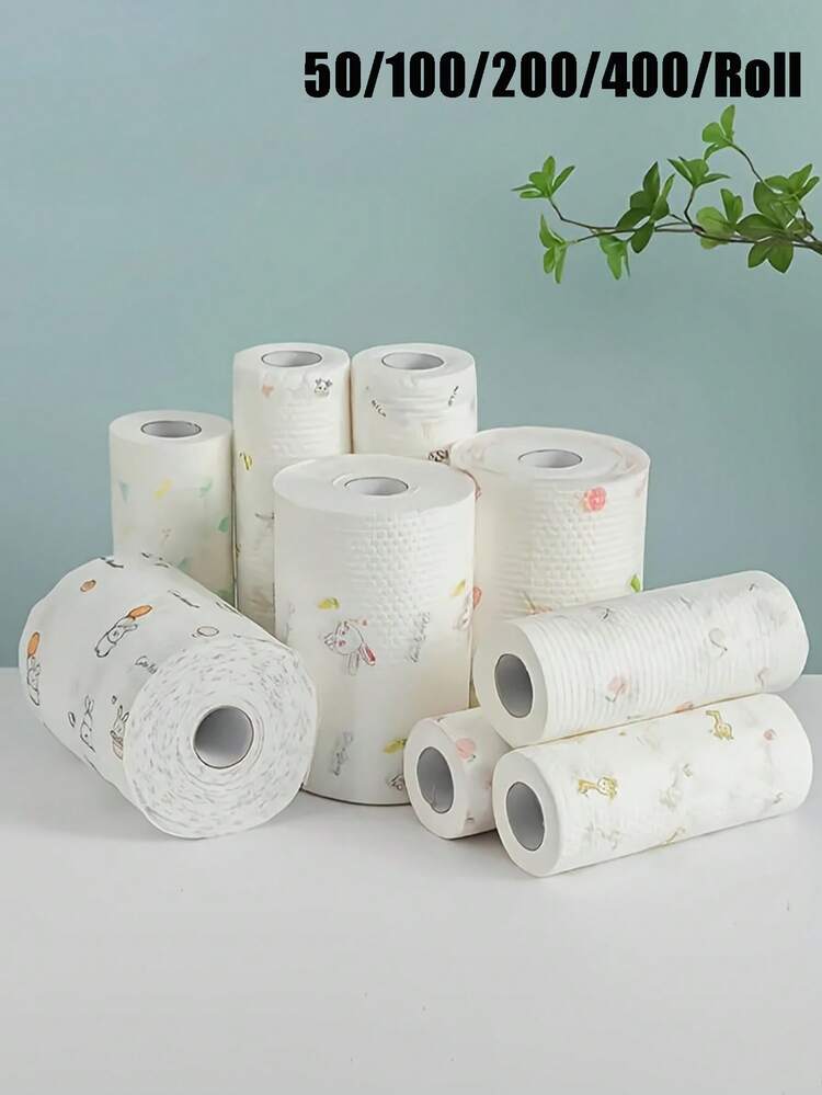 可重复使用的厨房清洁布 - 不粘且易于清洁，满足所有家庭清洁需求，抗撕裂，干湿两用，无纺布吸油布，擦干布，适用于家庭、厨房、派对清洁，随机颜色图案 - 彩色 - 查看 1