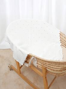 1 件厚针织婴儿毯，时尚波浪边休闲简约婴儿羊毛毯 - 白色 - 查看 5