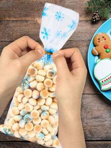 25/50 Stücke Weihnachtsgeschenktüten mit goldenem Bindedraht, Weihnachtsmann Schneeflocken Muster Geschenkverpackungstüten aus klarem Plastik, Fröhliche Weihnachten Party Geschenktüten Dekorationen, Geschenkverpackungszubehör, Kleine Geschenktüten für Weihnachtsfamilientreffen, Weihnachtsküchen Verpackungszubehör, Kleine Verkaufstüten für Weihnachtseinkäufe, 2026 Neujahr Dekoration, Weihnachtsdekoration, Weihnachtsgeschenke, Partybevorzugungen