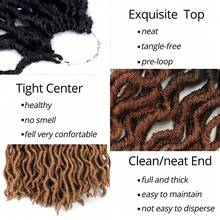 18/24 Inch Goddess Faux Locs Crochet Hair 1/6 Packs/Lot Soft Locs Wavy Crochet Braids Dreadlocks 3 Tone Curly Wavy Twist Braiding Hair Extensions African Roots Braid - Multicolor - View 7