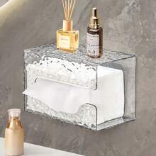 Luxurious Tissue Box With Glacier-Pattern Wall-Mounted Tissue Holder, Premium No-Drill Bathroom Facial Tissue Dispenser, Elegant Home Decor Accessory For Living Room And Powder Room, Ultra-Slim Mount, ABS Construction, Hygienic Cover, Keeps Tissues Clean And Accessible, Modern Coastal-Inspired Design For Contemporary Interiors, Ideal For Small Apartments, Dorm Rooms, Vanity Areas, And Hotel Suites; Space-Saving, Moisture-Resistant, Easy Wipe-Clean Finish, Anti-Slip Base, And Hidden Mounting System For Clutter-Countertops - Multicolor - View 7