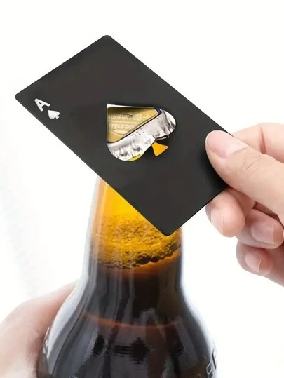 2Pcs Creative Spades A Poker Stainless Steel Bottle Opener, A Multi-Purpose Credit Card Sized Beer And Soda Bottle Opener, Suitable For Outdoor Gatherings, Homes, Kitchens, Bars, Restaurants, Beer Metal Bottle Openers, And Gifts;