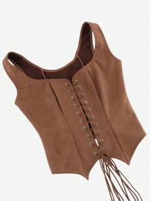 紧身胸衣上衣背心 - 前系带，宽肩带女式塑身衣上衣，可作为外套穿着，紧身，塑腰，适合角色扮演、服装、朋克、俱乐部服装